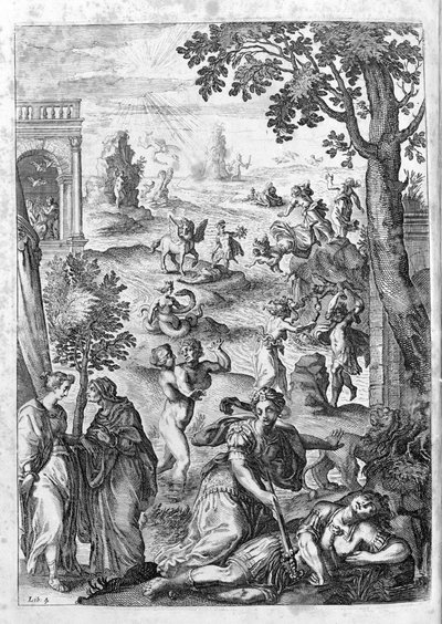 Illustratie voor boek 15 - P. Ovidii Nasonis Metamorphose libri XV met notities van Thomas Farnaby door Unknown artist