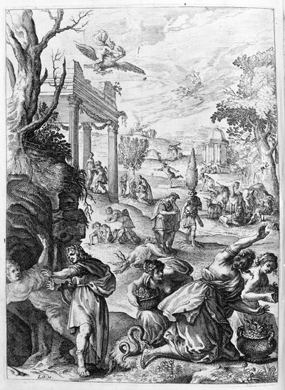 Illustratie voor boek 15 - P. Ovidii Nasonis Metamorphose libri XV met notities van Thomas Farnaby door Unknown artist