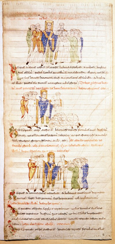 Pagina van een verluchte bijbel (Ms.723-Foglio 138v) uit het begin van de 12e eeuw door Unknown artist