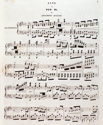 Pagina van muziekpartituur Populair hymne voor Pius IX door Gioacchino Rossini door Unknown artist