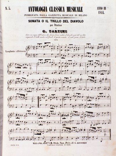 Pagina van muzikale partituur van Devil