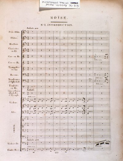 Pagina van muziekpartituur van Mozes in Egypte door Unknown artist