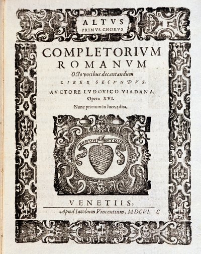 Pagina van de partituur van Psalmen (op 16) door Ludovico Viadana door Unknown artist