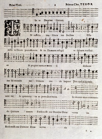 Pagina van de partituur van Psalmen (op 16) door Ludovico Viadana door Unknown artist