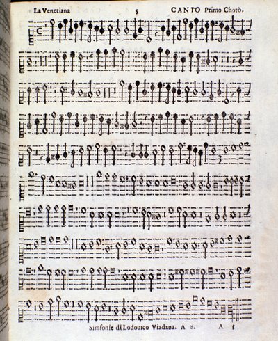 Pagina van muzikale partituur van Sinfonie musicali door Ludovico Viadana door Unknown artist