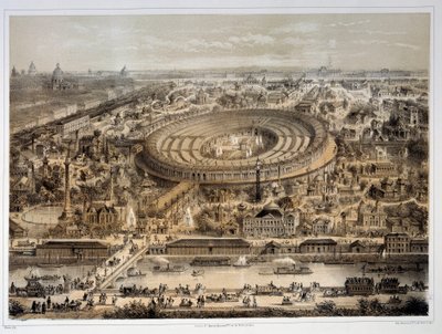 Panoramisch uitzicht op de Wereldtentoonstelling van 1867 in Parijs. Parijs, Musée Carnavalet door Unknown artist