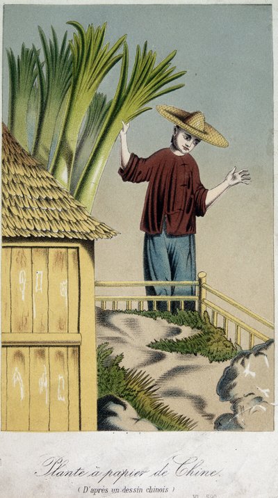 Papierfabriek, China - gravure door Unknown artist