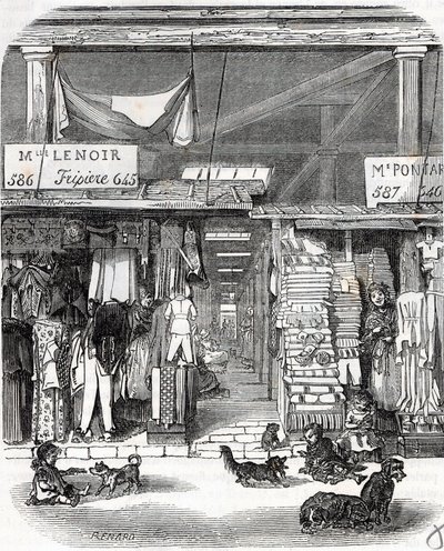 Parijs 3e arrondissement - Carre de Flore: linnen in de Carreau du Temple in de 19e eeuw - Gravure in Tableau-de-Paris door Edmond Texier door Unknown artist