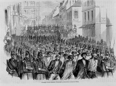 Voorbijgang van een kolom van gevangen opstandelingen door Parijs, revolutie van 1848 door Unknown artist