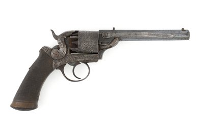 Percussie zijhamer revolver, mogelijk .38 inch kaliber, ca. 1860s door Unknown artist