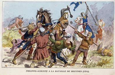 Philippe-Auguste (Philippe Auguste) bij de Slag bij Bouvines (1214) door Unknown artist