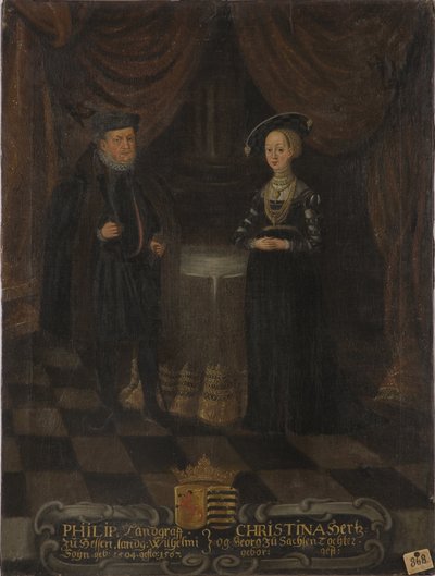 Portret van Filips I van Hessen en Christine van Saksen door Unknown artist