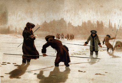 Pierre Louis Moreau de Maupertuis (1698 - 1759), Franse landmeter en wiskundige, werkend aan de meting van de aardse meridiaan in Lapland. door Unknown artist