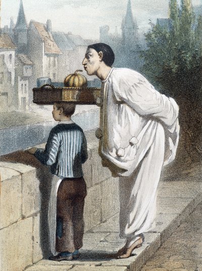 Pierrot ruikt aan een vrucht door Unknown artist