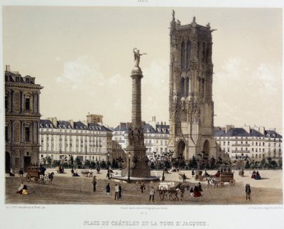 Place du Chatelet en de Saint-Jacques Toren door Unknown artist