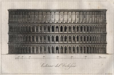 Plan Exterieur du Colisee - Exterieur van het Colosseum in Rome - gravure uit 