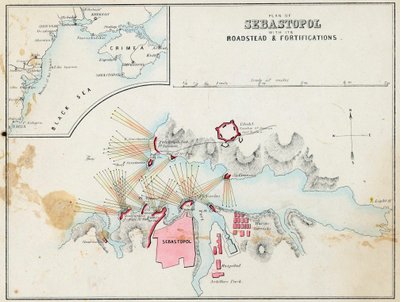Plan van Sebastopol met de vestingwerken en wallen, Krim door Unknown