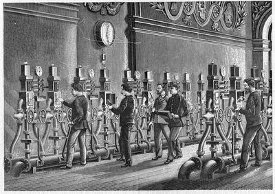 Pneumatisch postkantoor, Place de la Bourse in Parijs in 1888. door Unknown artist