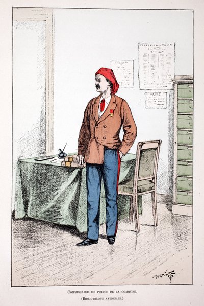 Politiecommissaris van de Commune. Kleurgravure, ter illustratie van 