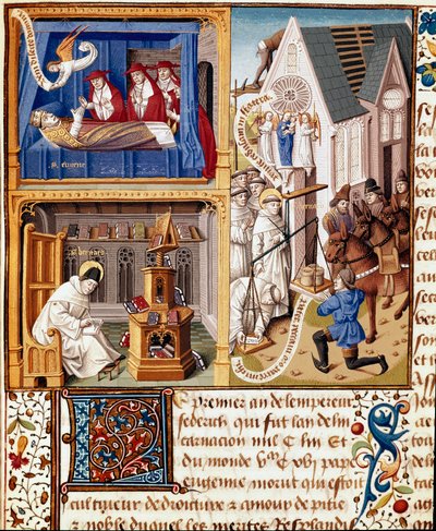Paus Eugenius III stierf in 1153. Sint Bernardus van Clairvaux. Wapens van Jacques d