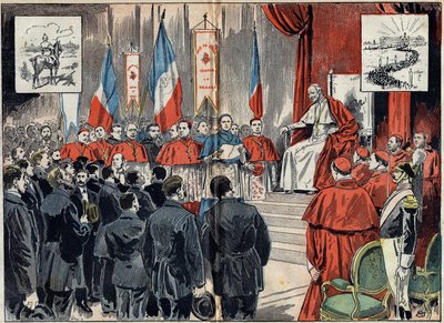 Paus Leo XIII (1810-1903) wijdde het protectoraat van Frankrijk in het Heilige Land in toen Duitsland het wilde vervangen. Audiëntie van 8 oktober door Unknown artist