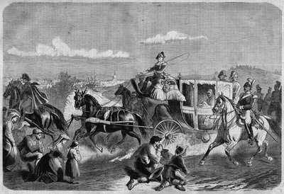 Paus Pius IX en zijn gevolg op het platteland van Rome. In 
