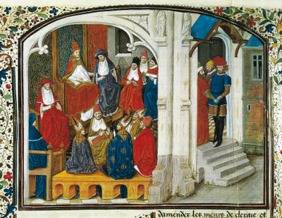 Paus Urbanus II kondigt de Eerste Kruistocht aan tijdens het Concilie van Clermont door Unknown artist