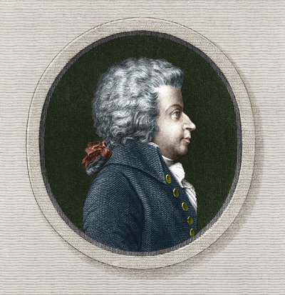 Portret van Wolfgang Amadeus Mozart (1756-1791) - gravure 19e eeuw door Unknown artist