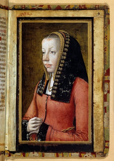 Portret vermoedelijk van Anna van Bretagne (1477-1514) Koningin van Frankrijk. Miniatuur, fragment van getijdenboek. Anoniem door Unknown artist