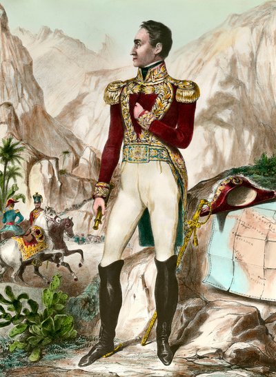 Portret van Simon Bolivar (1783-1830) generaal Zuid-Amerikaans door Unknown artist