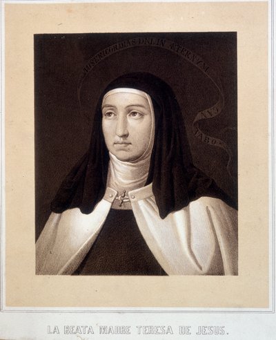 Portret in buste van Sint Theresia van Jezus (of Sint Theresia van Avila) (1515-1582), gravure door Unknown artist