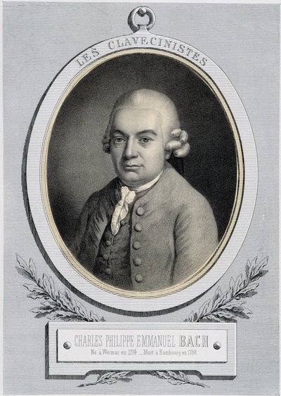 Portret in medaillon van Carl Philipp Emanuel Bach (1714-1788), zoon van Johann Sebastian Bach, n.d. 19e eeuw door Unknown artist