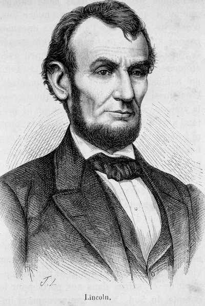 Portret van Abraham Lincoln (1809-1865), 16e president van de Verenigde Staten (1861-1865) door Unknown artist