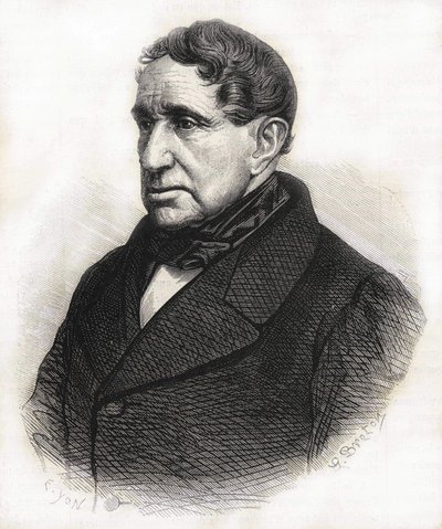 Portret van Achille Léonce Victor Charles de Broglie (1785 - 1870), hertog van Broglie. Gravure uit de 19e eeuw door Unknown artist