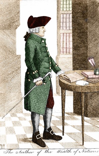 Portret van Adam Smith (1723 - 1790), Schotse filosoof en econoom door Unknown artist