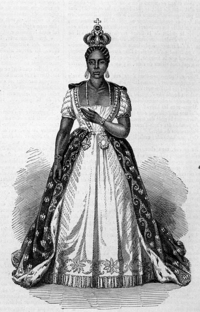 Portret van Adelina Leveque Soulouque, vrouw van Faustin I, keizer van Haïti van 1847 tot 1859. Gravure uit 1856 door Unknown artist