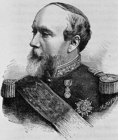 Portret van Admiraal Pothuau (1815-1882). Gravure van het einde van de 19e eeuw in 