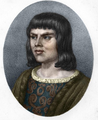 Portret van Alain Chartier. Franse diplomaat en schrijver (1385 tot 1433). Secretaris van de toekomstige Karel VII. 19e-eeuwse gravure. door Unknown artist