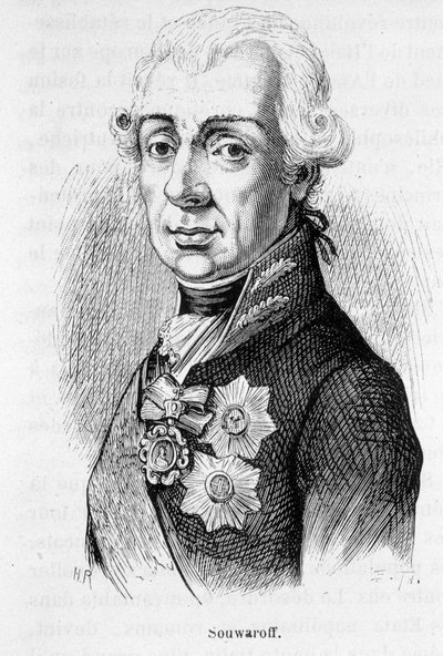 Portret van Alexander Souwaroff (Souvaroff of Souvarov of Alexander Suvorov) (1729-1800), Russische maarschalk (1729 - 1800) door Unknown artist