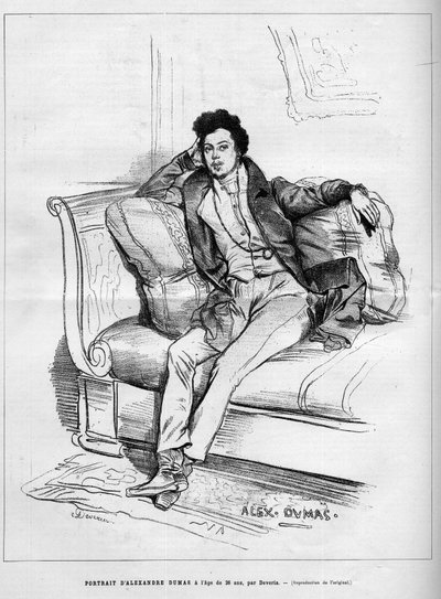Portret van Alexandre Dumas Jr. (1824-1895) Franse schrijver op 26-jarige leeftijd. Gravure in Le Monde Illustré door Unknown artist