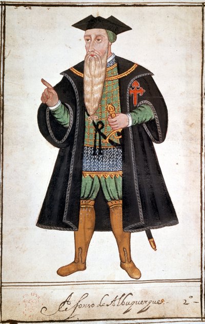 Portret van Alphonse (Alfonso of Afonso) door Albuquerque (1453 - 1515). Manuscript door Pedro Varretto de Resenda. 16e eeuw. door Unknown artist