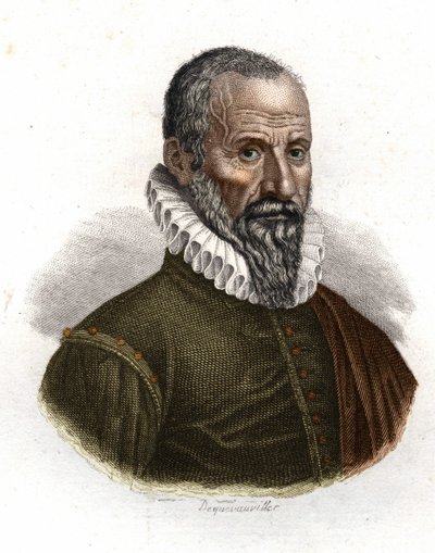 Portret van Ambroise Paré (1509-1590), Franse chirurg - gravure uit de 19e eeuw door Unknown artist
