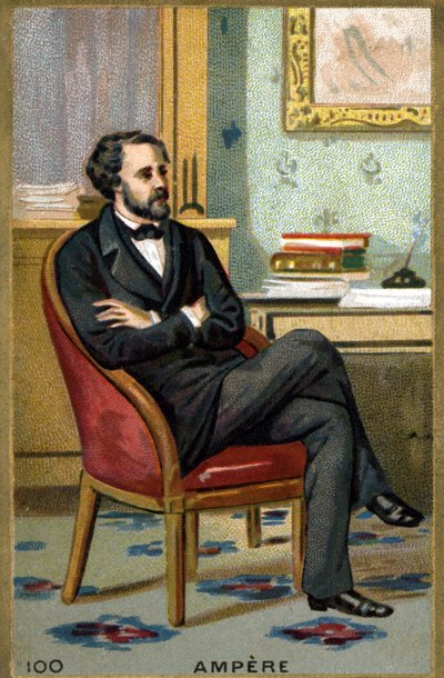 Portret van André-Marie Ampere (1775 - 1836) Franse natuurkundige. Chromolithografie van de 19e eeuw door Unknown artist
