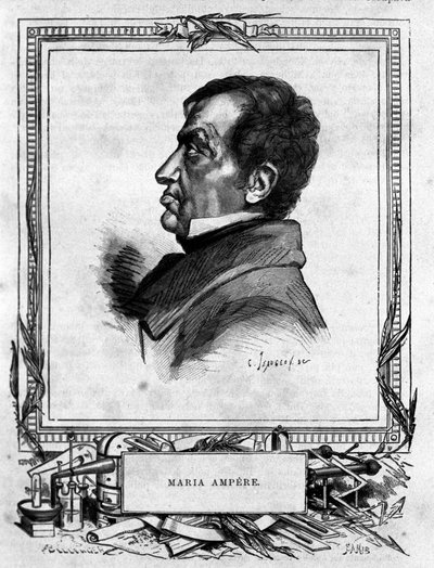 Portret van Andre Marie Ampere (1775 - 1836) Franse natuurkundige. door Unknown artist