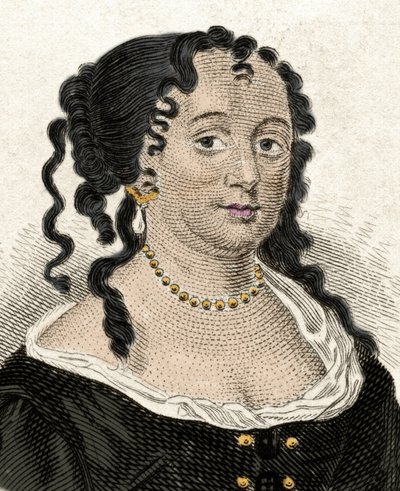Portret van Anne Hyde (1637-1671), hertogin van York en eerste vrouw van James II van Engeland. Gravure uit de 19e eeuw door Unknown artist