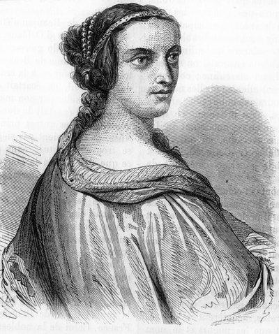 Portret van Anne de Beaujeu, Anne van Frankrijk (1462-1522), hertogin van Bourbon, dochter van Lodewijk XI. Gravure uit de 19e eeuw. door Unknown artist