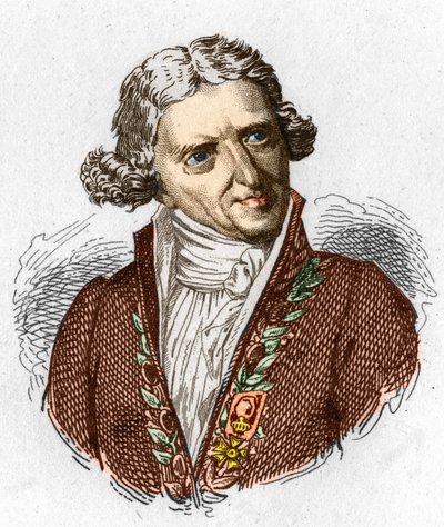 Portret van Antoine Augustin Parmentier (1737 - 1813), Franse militaire apotheker en agronoom. Gravure uit 1845 door Unknown artist