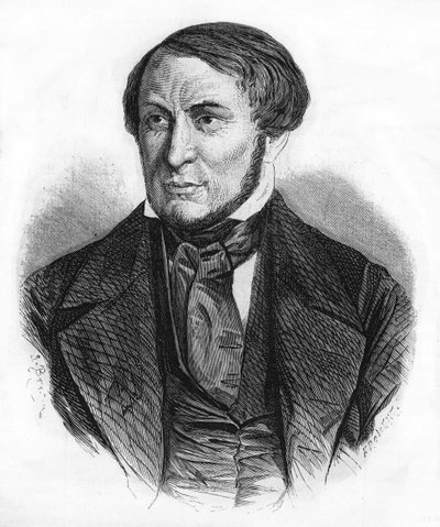 Portret van Auguste Barbier (1805 - 1882), Franse schrijver. Gravure uit 1870 door Unknown artist