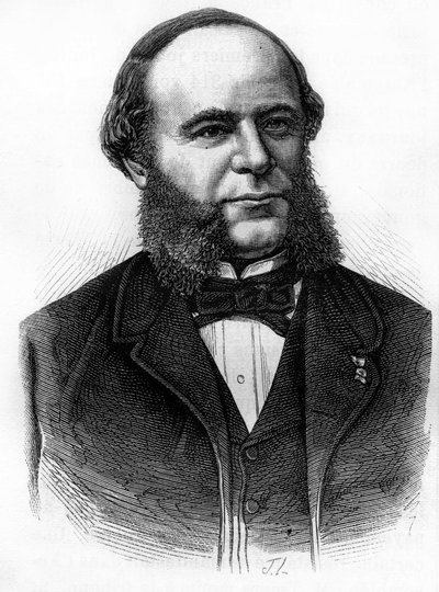 Portret van Auguste Pouyer-Quertier (1820 - 1891). Gravure uit het einde van de 19e eeuw in 