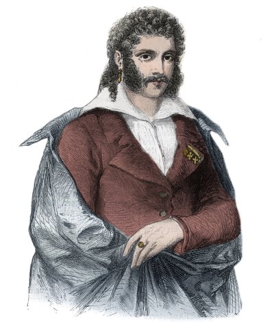 Portret van BARTOLOMEO graaf BERGAMI Italiaanse minnaar van Caroline, vrouw van koning George IV van Groot-Brittannië - Gravure door Unknown artist